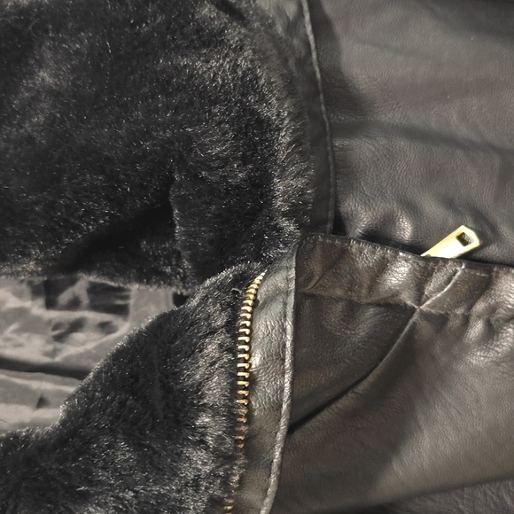 Baccini Black Leather Jacket with Gold Zipper Accents - Picture 5 of 13